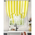 thumbnail image 3 of Yellow Stripes Tie Up Curtains for Kitchen Bathroom Bedroom Windows 54 Inch Length, Farmhouse White Simple Vertical Striped Balloon Drape Curtains Shade Rod Pocket Drapery Curtain Panel, 42"x63", 3 of 7