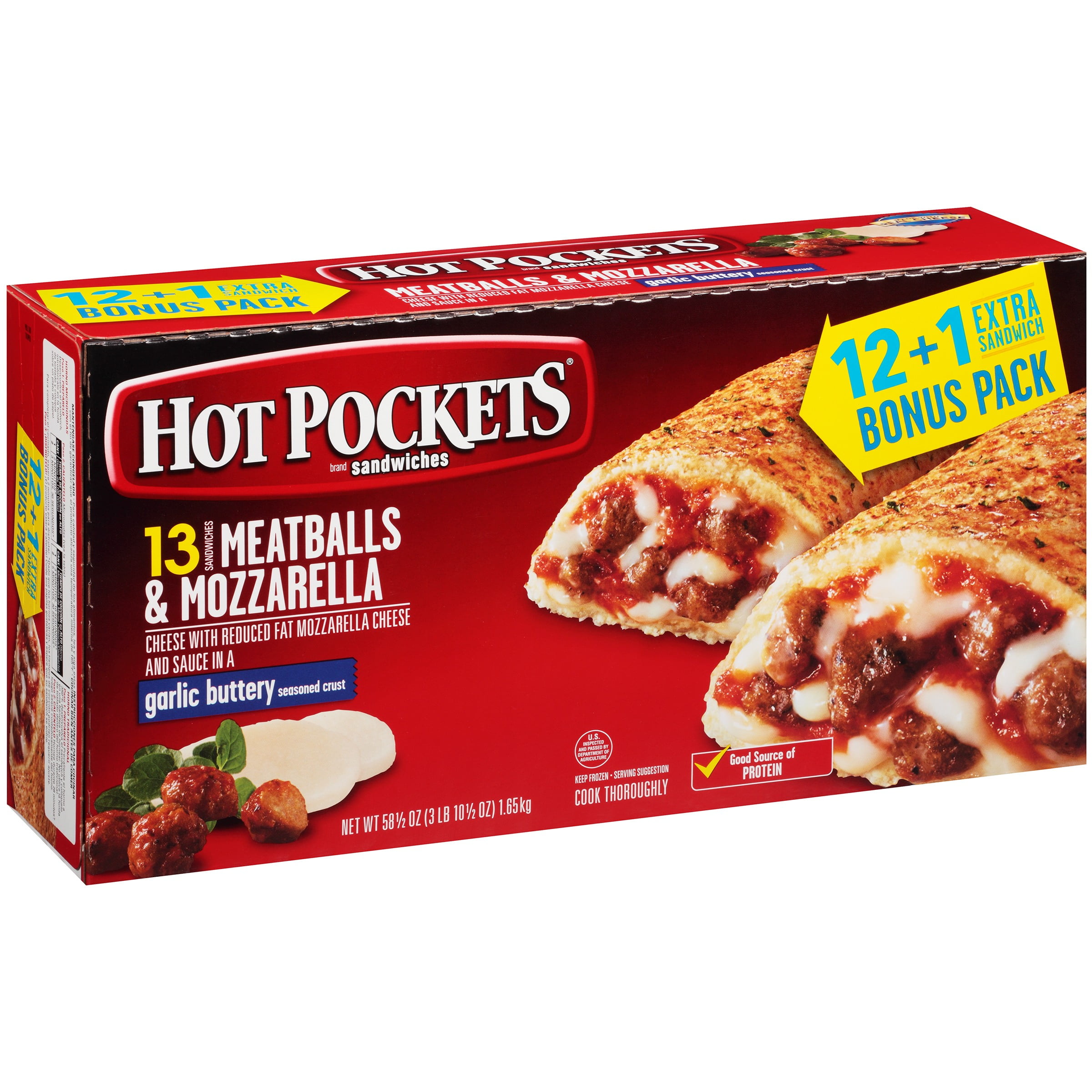 HOT POCKETS Italian Style Meatballs & Mozzarella Frozen Sandwiches 13 ct Box