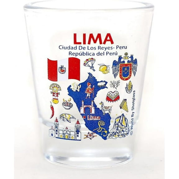 Lima Peru Landmarks and Icons Collage Shot Glass