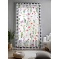 thumbnail image 2 of Sheer Curtains 84 Inches Long, Spring Floral Semi Sheer Curtains Light Filtering Window Treatment, Pink Flowers Black White Plaid Pastoral Privacy Voile Drapes for Living Room Bedroom 52x84 Inch, 2 of 7
