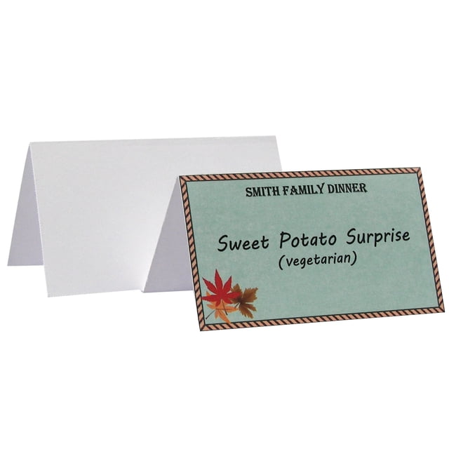 Tarjetas de Nombre Tipo Tienda C-Line Pequeñas Blancas 2x9 cm Plegadas Paquete de 160