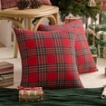 thumbnail image 5 of Pack of 2 Christmas Plaid Decorative Throw Pillow Covers Scottish Tartan Cushion Case for Farmhouse Home Holiday Decor Red and Green, 20 x 20 Inches, 5 of 6