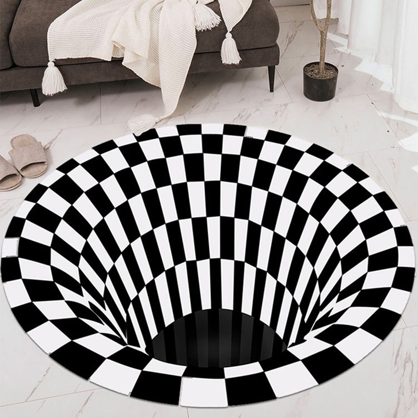 3D Printed Area Rugs Round Vortex Illusion Living Room Rug Carpet Floor Door Mat 