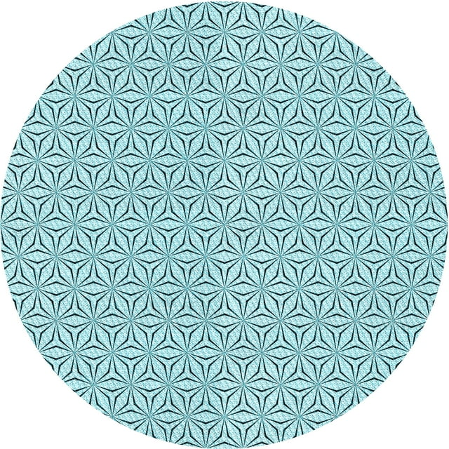 Ahgly Company Tapis d'Intérieur Ronds Lavables à la Machine, Style Transitionnel, Vert Profond des Grands Fonds, 4 Pieds Rond
