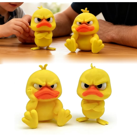 2-Pack Funny Angry Duck Figurines – Cute Angry Yellow Duck Desk Decor, Office Desk Toy & Multi-Scene Ornaments for Home, Duck Decoration for Computer, Car & Dorm, 3D Printed Duck