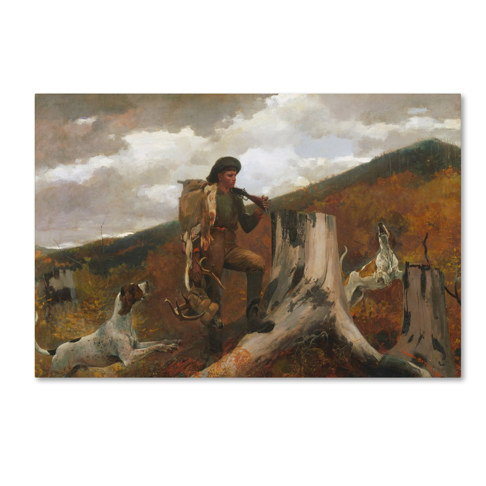Homer 'A Hunter And His Dogs' Canvas Art