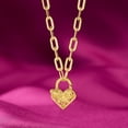 thumbnail image 4 of Ross-Simons Italian 14kt Yellow Gold Floral Embroidery Heart Locket Necklace, Women's, Adult, 4 of 8