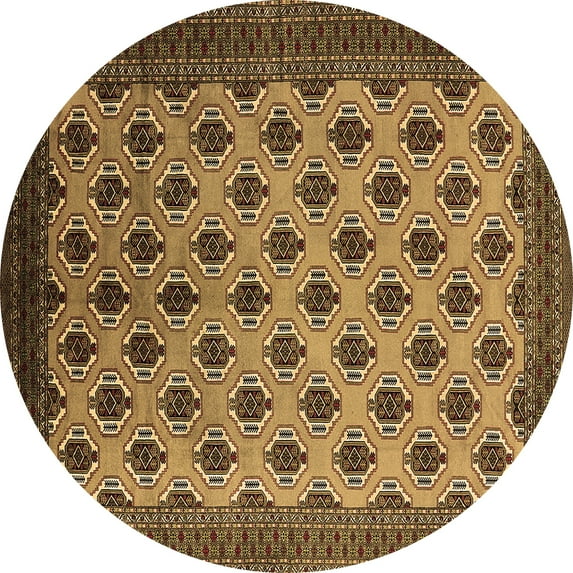 Ahgly Company Indoor Round Oriental Brown Industrial Area Rugs, 8' Round