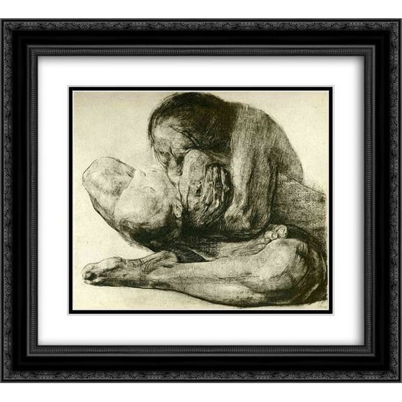 Kathe Kollwitz 2x Matted 22x20 Black Ornate Framed Art Print 'Woman with Dead Child'