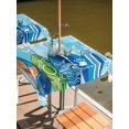 thumbnail image 2 of Outdoor Tablecloth with Umbrella Hole for Patio/Picnic/Party/Camping, Blue Surfboard Waterproof Table Cloth Square Cover Washable, Summer Beach Tropical Coconut Tree Wooden (54"x 54"), 2 of 8