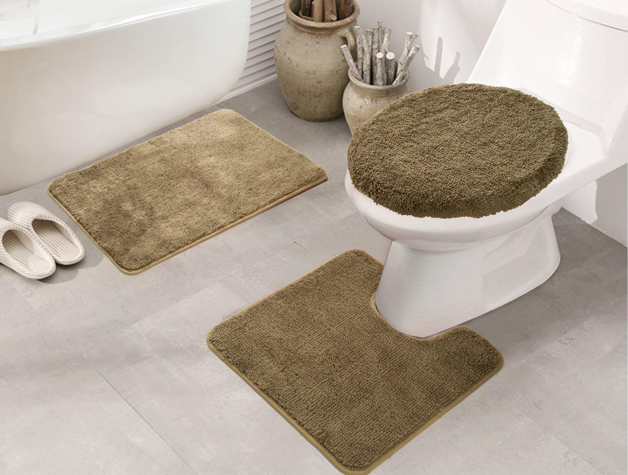 Royalty 3Piece Bath Rug Set in Taupe