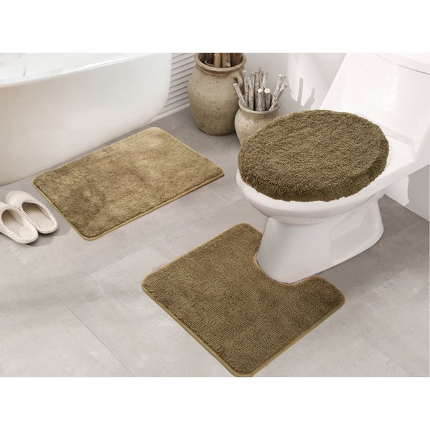 Royalty 3Piece Bath Rug Set in Taupe