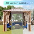 thumbnail image 4 of ALAULM 10'x10' Hardtop Gazebo Outdoor Plastical Wood Gazebo with Polycarbonate Roof, Permanent Pergola with Mosquito Netting and Curtains for Patio, Backyard, Party, 4 of 7