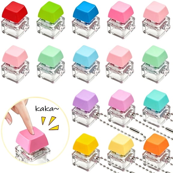 5-Piece Single Mechanical Fidget Keychain, Portable Clicky Stress Relief Button, Tactile Sensory Toy for Office Professionals Random Color