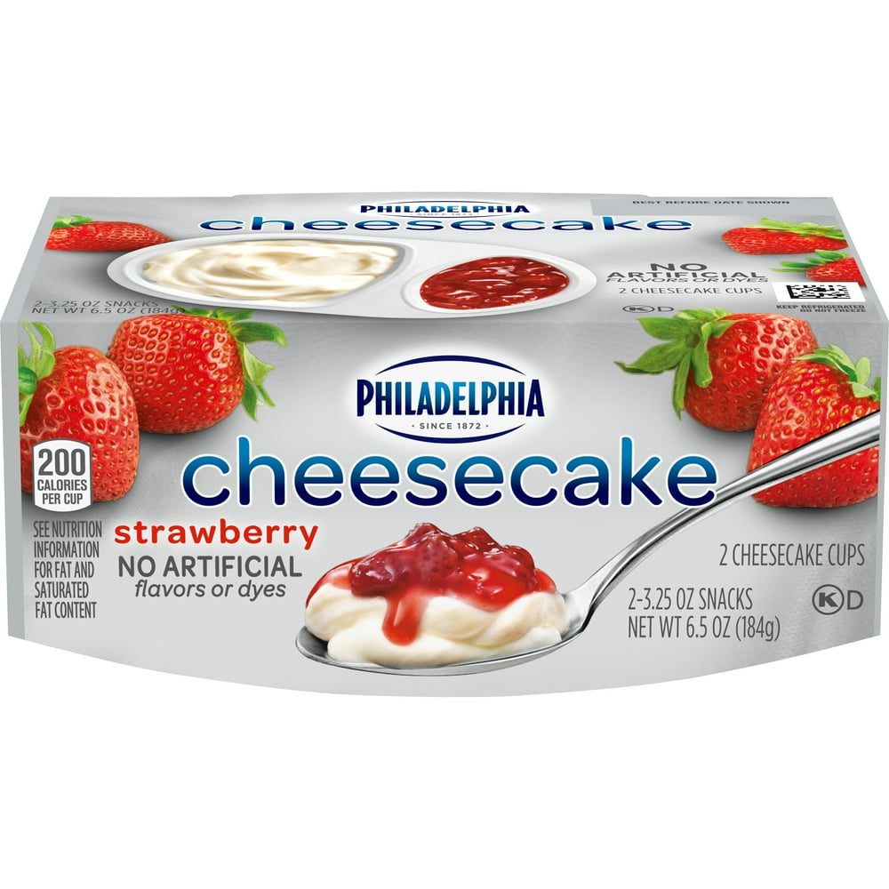 Philadelphia Strawberry Cheesecake Snacks, 2 ct Pack, 3.25 oz Cups