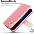 thumbnail image 2 of ZUKKASHAN Wallet Case for iPhone 15 Pro, Glitter PU Leather TPU Bumper Card Holder Kickstand Wrist Strap Inlaid Heart Diamond Flip Folio Cover for iPhone 15 Pro, 2 of 4