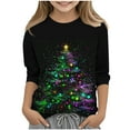 thumbnail image 2 of MKOSPLRT Ugly Christmas Shirts Girls Boys 3/4 Sleeve Crew Neck Xmas Tree T Shirts Cute Holiday Graphic Tess 3-12 Years, 2 of 5
