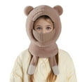 thumbnail image 2 of Kids Balaclava Winter Hat, Plush Face Cover & Neck Warmer Set, Stretchable One Size Fits Children 4-10 Years, Warm Ear Protection for Outdoor Snow Sports, 2 of 4