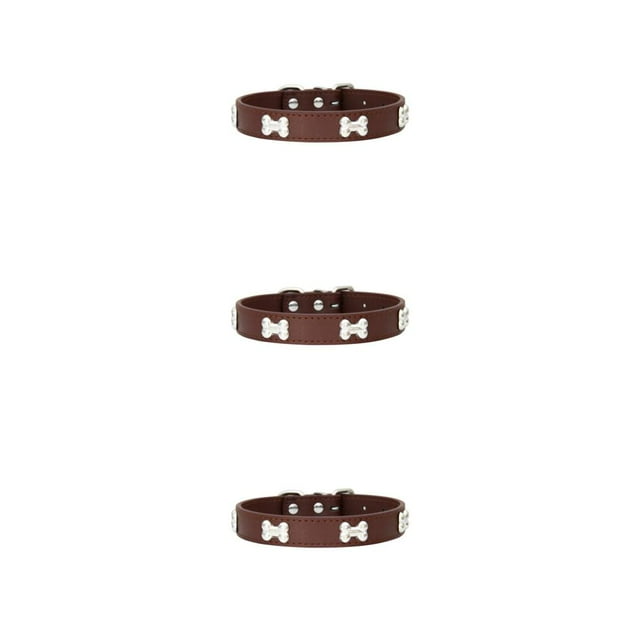 Guardoinrt Comfortable Wear In Multiple Sizes With Stylish PU Multiple Sizes Available PU Cat Collar coffee 1.5*30cm 3Set
