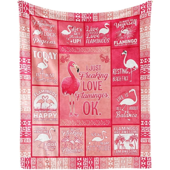 Flamingo Throw Blanket, 40"x50" Flannel Cute Flamingos Themed Throw Blankets, Soft Nap Throw Blanket for Home Boys Girls Women Flamingo Lovers Gifts