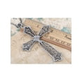 thumbnail image 3 of Metal Tone Leaf Ended Cross Vintage Inspired Vines Crystal Element Necklace, 3 of 6
