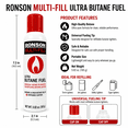 thumbnail image 3 of Ronson 5.82 Oz 165 G Multi-fill Ultra Butane Fuel (Pack of 12 Cans), 3 of 6