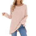 thumbnail image 2 of VISALY Pullover Crewneck Sweatshirt Tunic Sweatshirt Long Sleeve Shirts Loose Fit Casual Tops Fall Fashion Pullover Sweaters Side Oversized Sweatshirt Pullover Women Sweater Shirts Pink M, 2 of 9