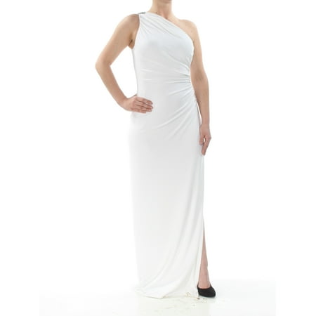 Asymmetrical Gown - RALPH LAUREN Womens White Jersey One Shoulder Gown Asymmetrical Neckline Full-Length Formal Dress Size: 4