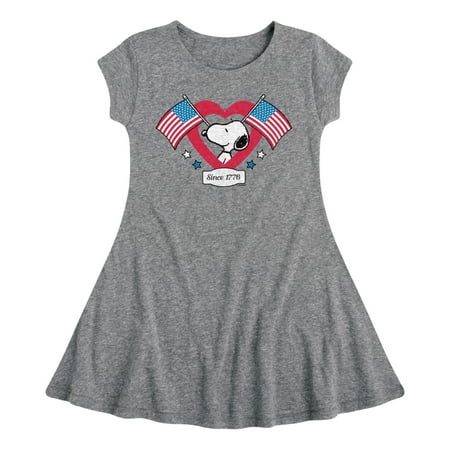 

Peanuts - Snoopy Since 1776 Flag Heart - Toddler & Youth Girls Fit & Flare Dress