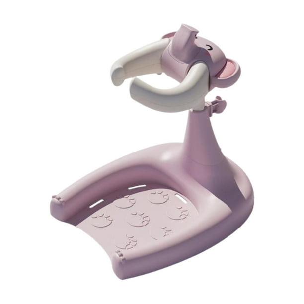 Soporte para ducha de bebé, protector de columna, ayuda para el baño del bebé, soporte de pie para bebés (niñas y niños), aplicación de loción corporal rosa