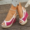 thumbnail image 6 of Hurxie Womens Wedge Sandals Peep Toe Espadrilles Platform Ankle Strap Slingback Comfort Summer Dressy Shoes Hot Pink 38, 6 of 7