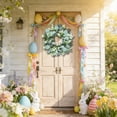 thumbnail image 2 of Artificial Eucalyptus Wreath with Plaid Bow, Spring Summer Green Leaf Wreath for Front Door Porch Farmhouse Decor, Festival Celebration Decor (13.8in), 2 of 6