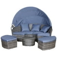 thumbnail image 1 of Outsunny 4 Pièces Lit de Repos Extérieur, Chaise Longue Patio avec Canapé-Lit Rond Rembourré, Meubles de Conversation Patio Sectionnel Ensemble avec Canopée & Table Basse, Gris, 1 of 9