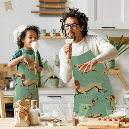 

Children s Cotton And Linen Apron Animal Series Printed Apron Household Cleaning Blouse Sausage Dog Apron Parent Child Apron