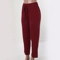 thumbnail image 5 of Sngxgn Women Casual Pants Straight Leg Drawstring Elastic Waist Loose Comfy Trousers with Pockets(Red,XXXL), 5 of 7