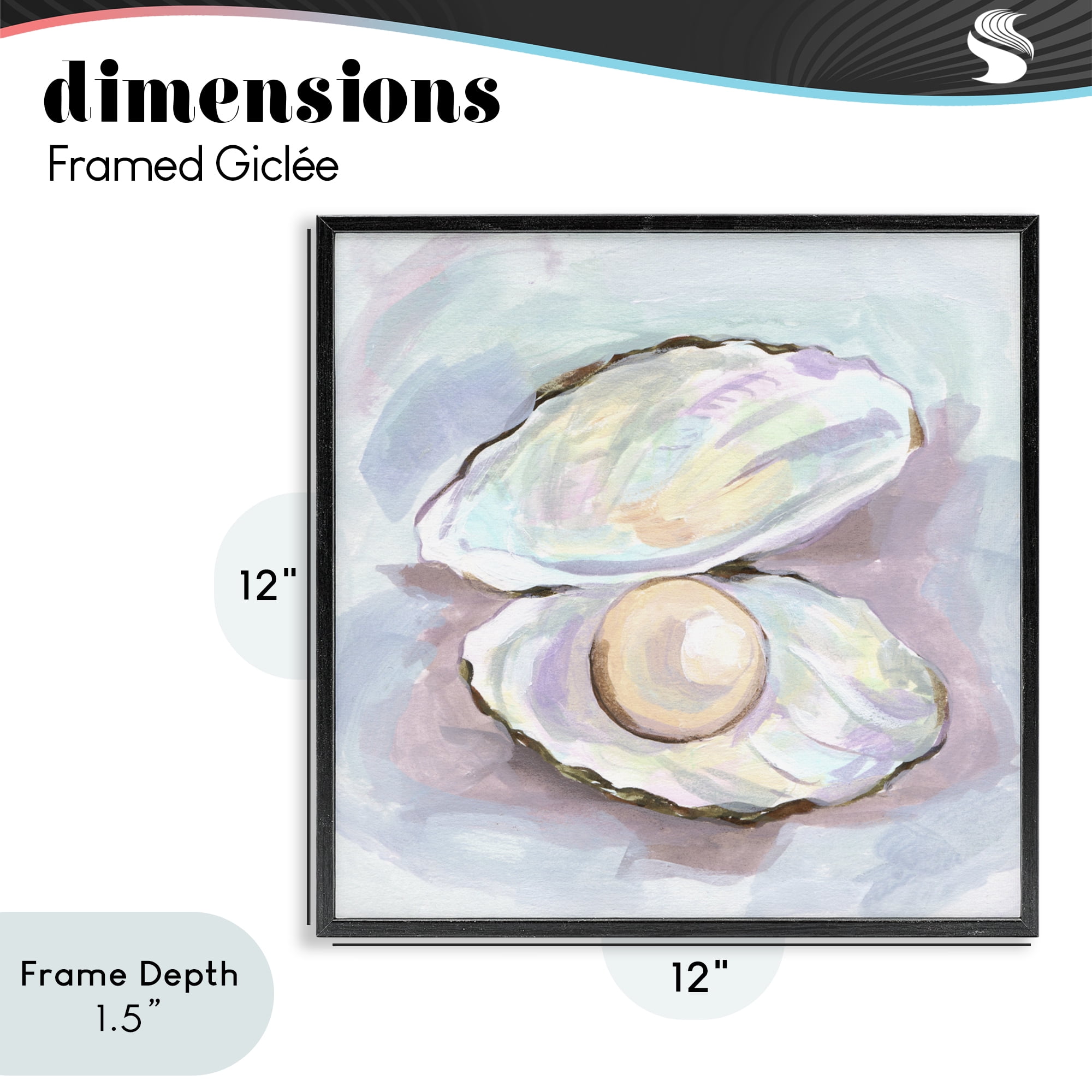 Stupell Industries Silent Opal Clam Pearl Black Framed Giclee Art, design by Melissa Wang