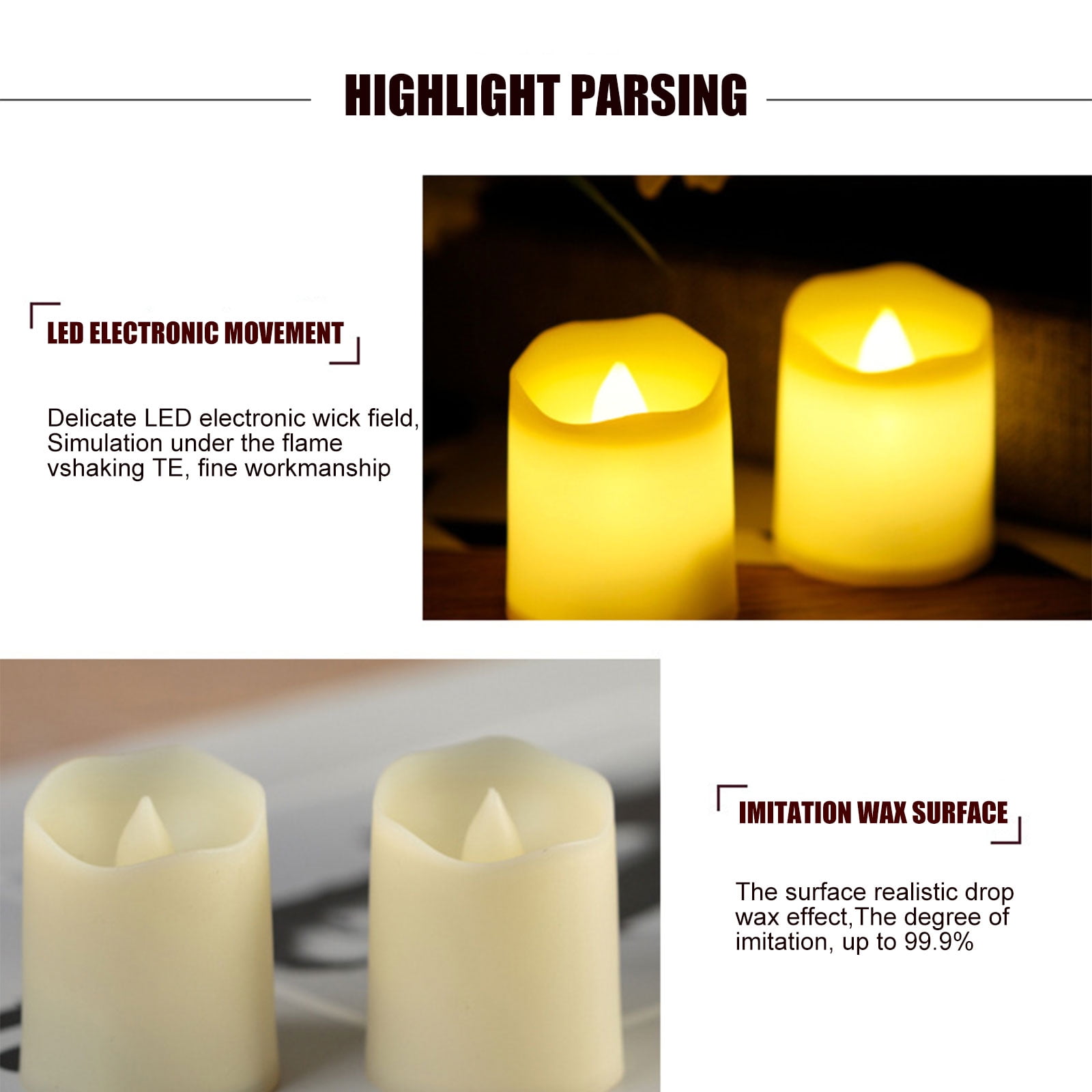 Bougies LED Sans Flamme Avec Batterie Longue Durée Pour De Belles Décorations De Table, Parfaites Pour Les Fêtes, Mariages, Festivals, Matières Plastiques