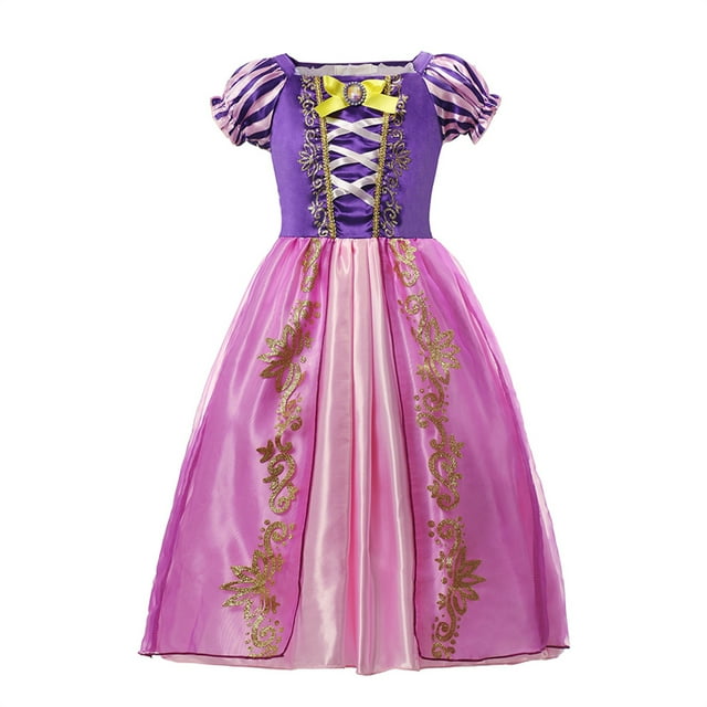 HAWEE Robe pour Filles à Manches Bouffantes, Costume de Princesse Raiponce, Cosplay de Fête d'Anniversaire, Robe Violette Sofia