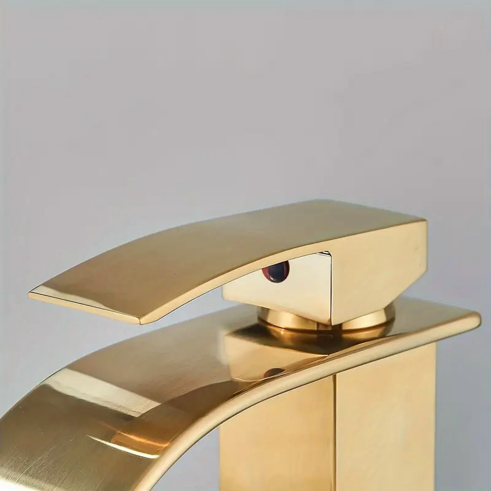 Brushed Gold Bathroom Sink Basin Faucet Single Handle Vanity Mixer Taps w/Cover