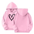 thumbnail image 5 of OYXSER Kids Girls Heart Graphic Hooded Sweatshirt Long Sleeve Pullover Top with Front Pocket Casual School Wear, Pink 5-6Y, 5 of 5