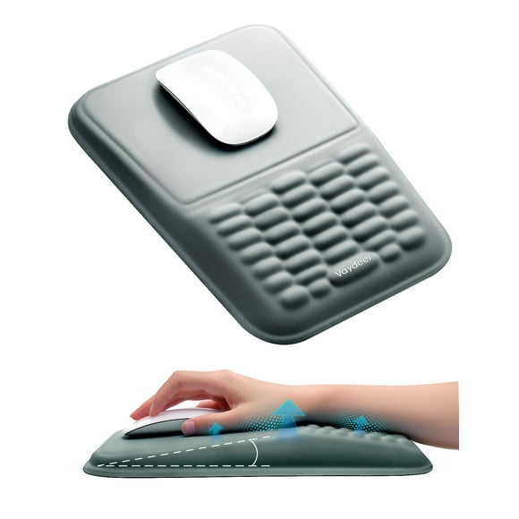 Alfombrilla ergonómica para mouse Vaydeer 30x19x4 cm con espuma viscoelástica gris