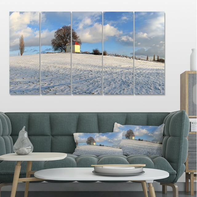 Winter Landscape with Chapel - Landscape Canvas Art Print