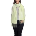 thumbnail image 2 of Women's Fashion Tassel Scarf, Green Line Texture Long Shawl, Lightweight and Warm, 2 of 9