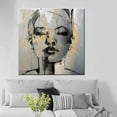 thumbnail image 3 of Contemporary Canvas Art, Trendy Artwork, Abstract Portrait Printed, Abstract Art, Woman Face Canvas Art, Gold Woman Printed Canvas, Canvas Wall Decor - Black Framed, 3 of 7