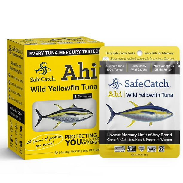 Safe Catch Ahi Wild Yellowfin Tuna 8 Single Serving 3oz Pouches