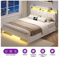 thumbnail image 3 of Greenstell Greenstell Full Size Bed Frame with Storage Headboard, LED Lights, Charging Station, 4 Drawers, Heavy-Duty Metal Platform Bed with USB & Type-C Ports,Off White, 3 of 7
