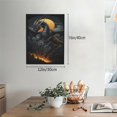 thumbnail image 2 of Kdxio Full Moon Black Dragon Pattern Canvas Wall Art 12x16 Inches - Waterproof HD Print Solid Wood Frame for Living Room & Bathroom,Vertical, 2 of 8