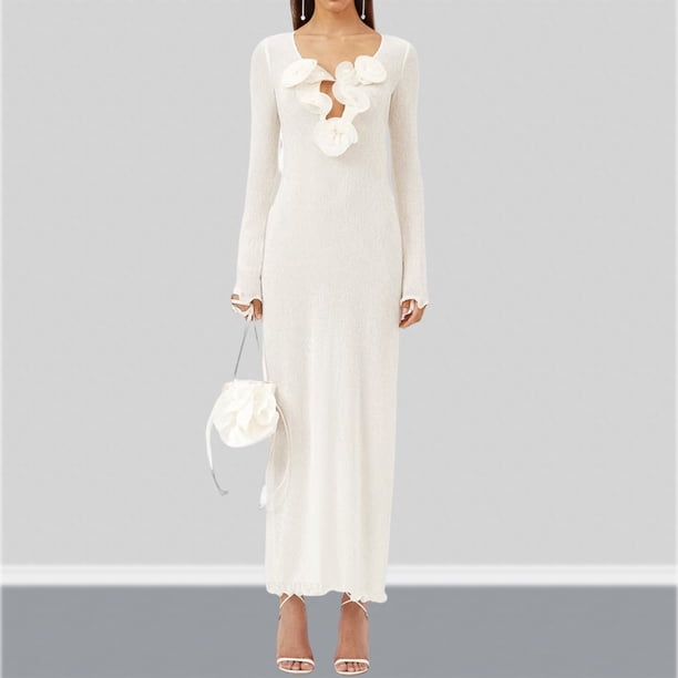 Vestido elegante con cuello en V vestido básico para mujer vestido largo sencillo vestido ajustado traje de vacaciones