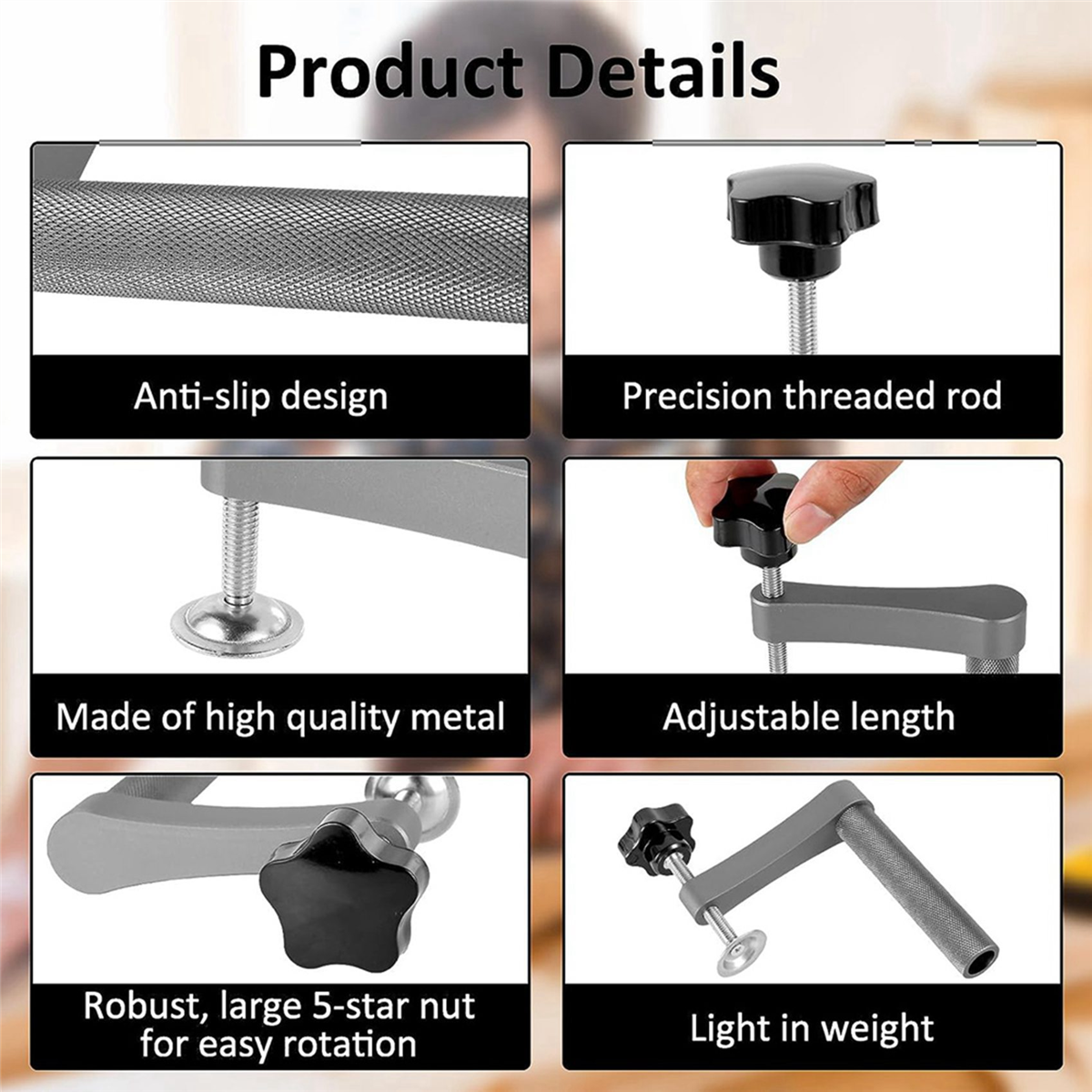 4Pcs Bench Dog Clamp Stainless Steel Dog Hole Clamp Adjustable Bench Desktop Clip for Woodworking (20mm/0.79Inch)