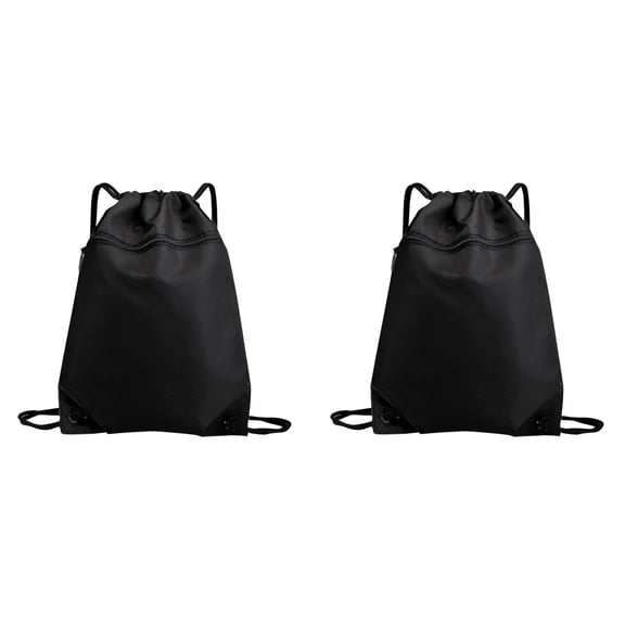 1-2PC Drawstring Backpack Bag Waterproof Draw String Back Sack with Zipper Pocket Gym Drawstring Backpack Swimming Bag for Men Women Large Water Resistant String Bag